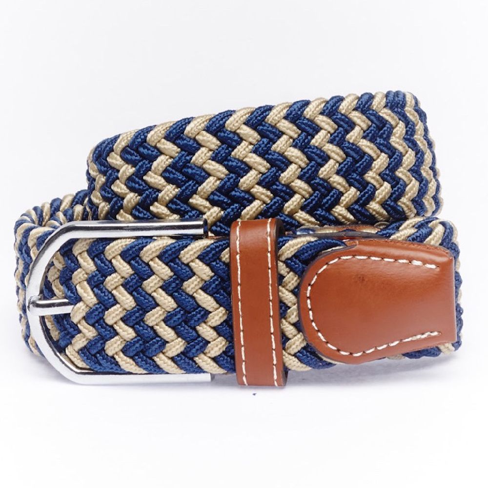 Buy Wave-Blue/Cream Elasticated Woven Belt - the tie hub