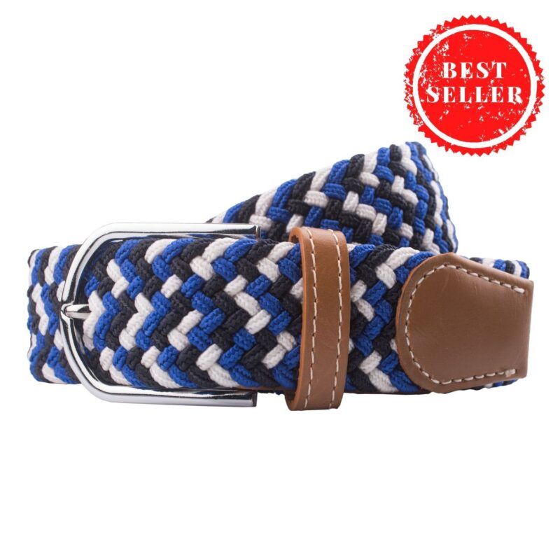 Blue and White Elasticated Belt