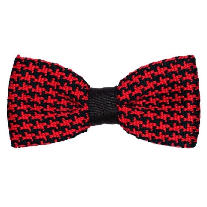 Buy English Plaid Red & black Knitted Bow Tie - the tie hub