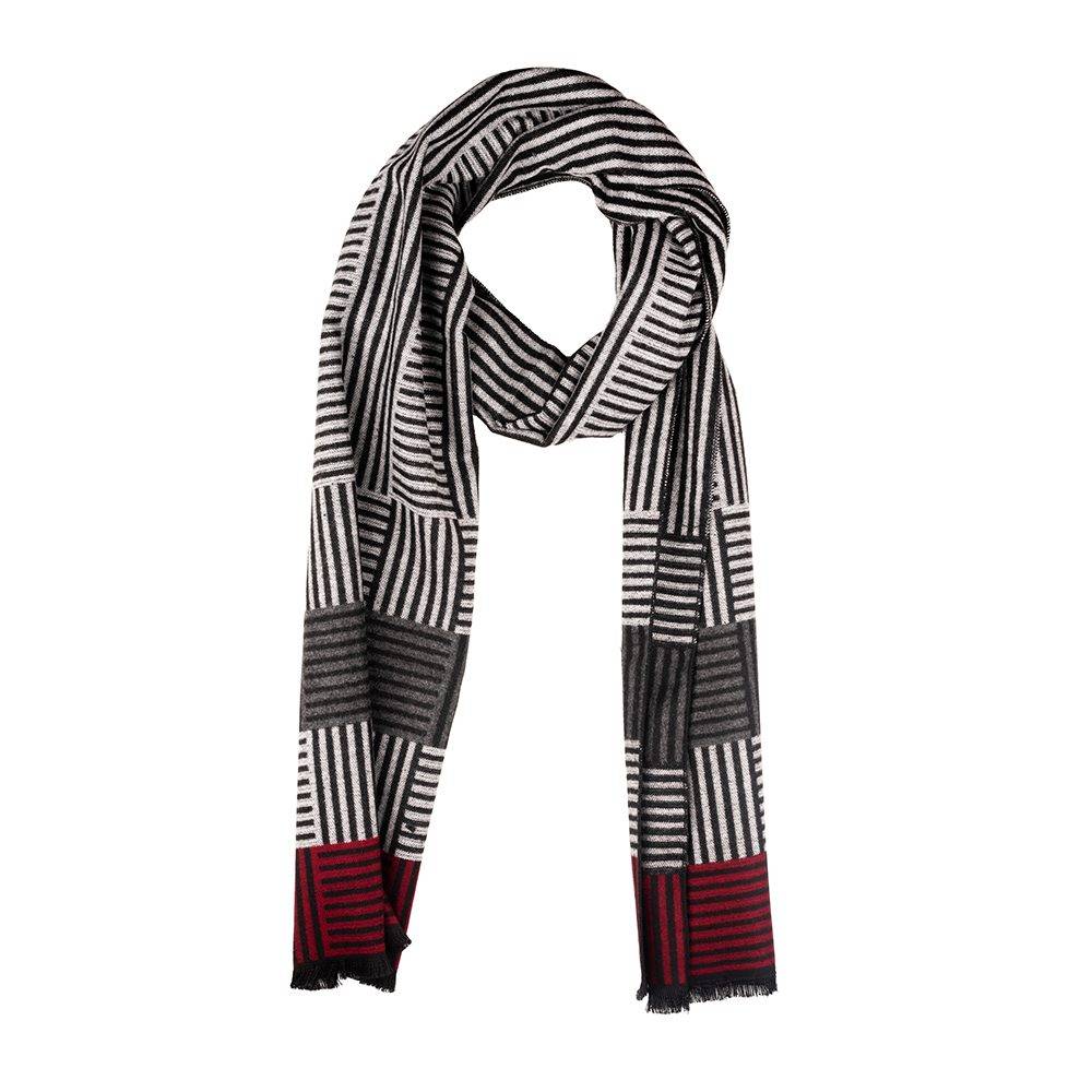 White & Grey Striped Scarf