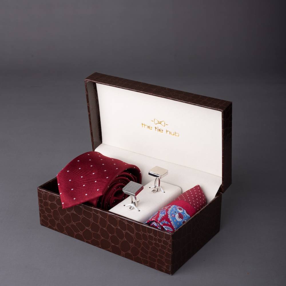 Men's 100% silk tie hand made + cufflinks box set Blue Stripe | eBay