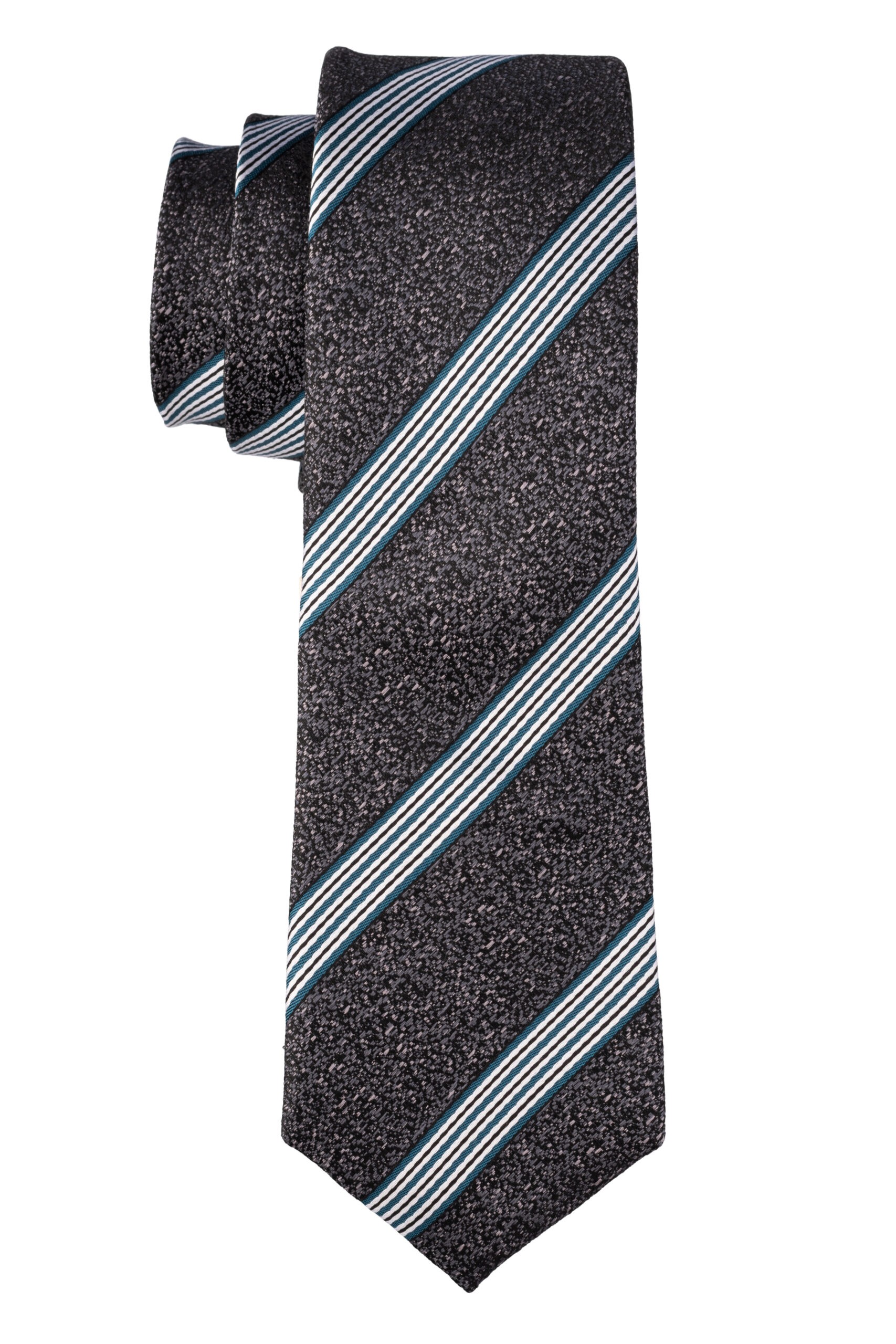 Grey and white Necktie-TI 2037- Striped (Tie: 17; Neck: adjustable