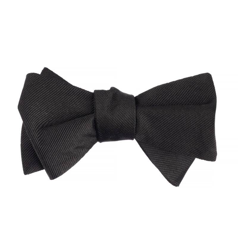 Buy Black Textured 100% Silk Self Tie Bow Tie by the tie hub