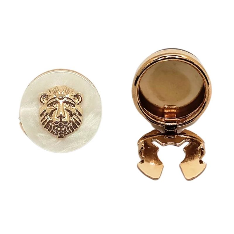 Stylish Gold Plated Lion Face design Button Cover