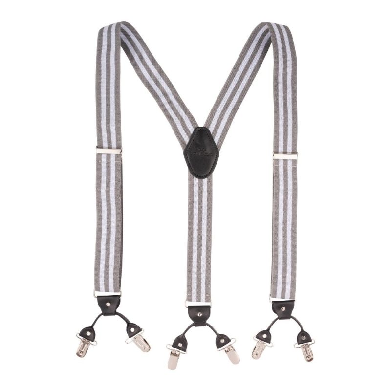 Grey with White Elasticated Suspender